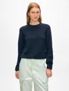 White + Warren Organic Cotton Ribbed Raglan Crewneck Top In Navy Blue In Navy Blue