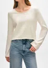 White + Warren Organic Cotton Roll Trim Crew Sweater In Ivory In White