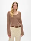 White + Warren Organic Cotton Tape Fluted Top In Clay In Clay