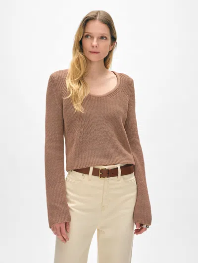 White + Warren Organic Cotton Tape Fluted Top In Clay
