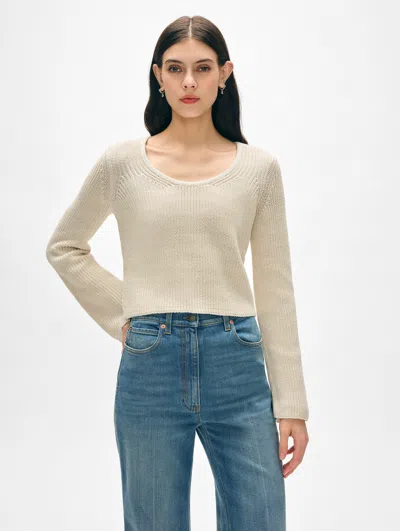 White + Warren Organic Cotton Tape Fluted Top In Ecru