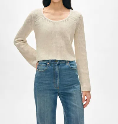 WHITE + WARREN ORGANIC COTTON TAPE FLUTED TOP IN ECRU