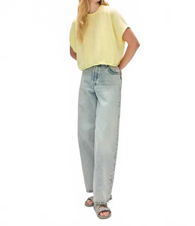 White + Warren Organic Cotton Tape T-shirt In Lemon Sorbet In Multi