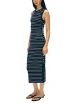 White + Warren Organic Cotton Terry Blend Dress In Navy/ White In Multi