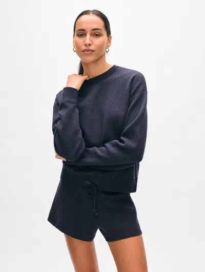 White + Warren Organic Cotton Terry Sweatshirt In Navy Blue