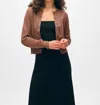 White + Warren Paperfine Crewneck Cardigan Sweater In Mocha Brown In Brown