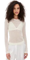 White + Warren Paperfine Lace Stitch Top White In White