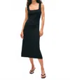 White + Warren Paperfine Midi Dress In Black In Multi