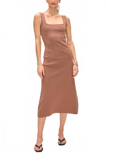 White + Warren Paperfine Midi Dress In Mocha In Brown