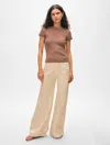 White + Warren Paperfine Pointelle T-shirt Sweater In Mocha Brown