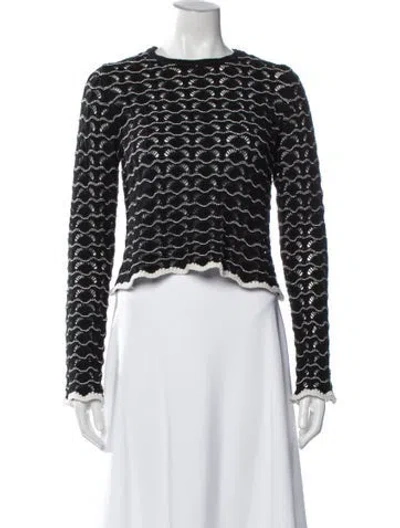 Pre-owned White + Warren Patterned Crew Neck Sweater In Black
