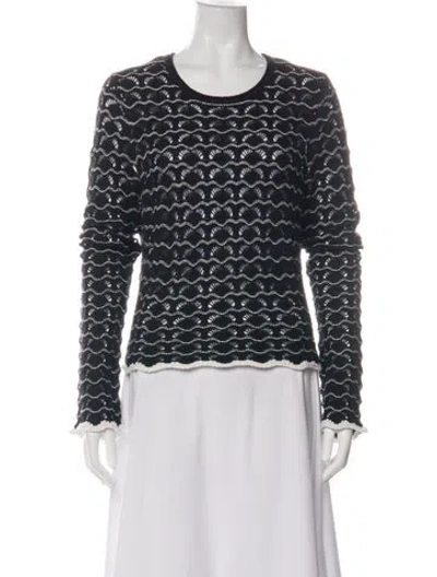Pre-owned White + Warren Patterned Crew Neck Sweater In Green