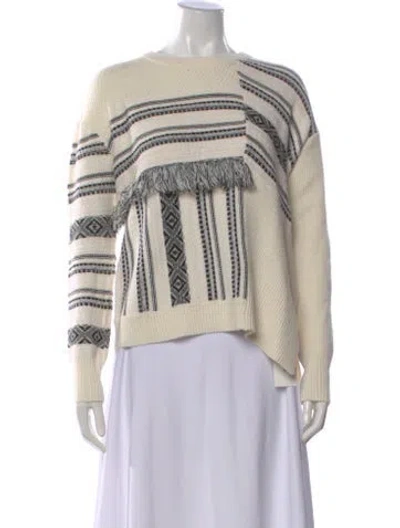 Pre-owned White + Warren Patterned Crew Neck Sweater In Neutral