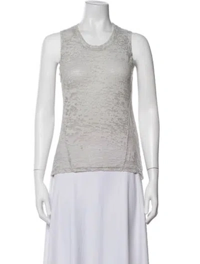 Pre-owned White + Warren Patterned Crew Neck Top In Grey