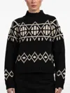 White + Warren Patterned High-neck Sweater In Black