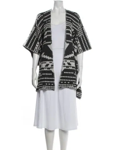 Pre-owned White + Warren Patterned Open Front Sweater In Gray