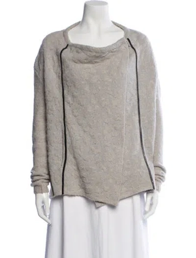 Pre-owned White + Warren Patterned Open Front Sweater In Neutral