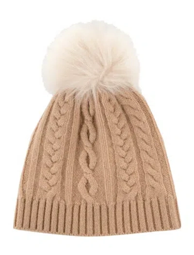 Pre-owned White + Warren Pom Pom Beanie In Neutral