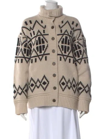 Pre-owned White + Warren Printed Turtleneck Sweater In Neutral