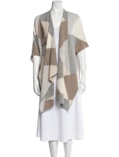 Pre-owned White + Warren Printed V-neck Sweater In Gray
