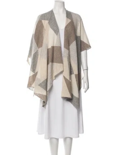 Pre-owned White + Warren Printed V-neck Sweater In Grey/neutrals