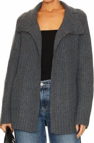 White + Warren Ribbed Cashmere Coatigan In Storm Grey