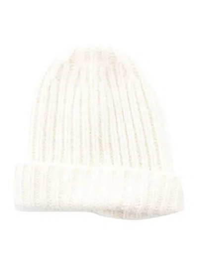 Pre-owned White + Warren Ribbed Knit Beanie In White