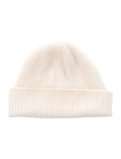 Pre-owned White + Warren Ribbed Knit Cashmere Beanie In Neutral