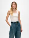White + Warren Ribbed Tank Top In White