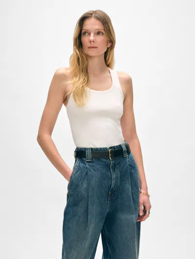 White + Warren Ribbed Tank Top In White