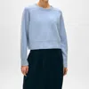 WHITE + WARREN SADDLE SLEEVE CREWNECK SWEATER IN ICY BLUE