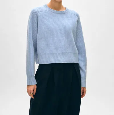 White + Warren Saddle Sleeve Crewneck Sweater In Icy Blue