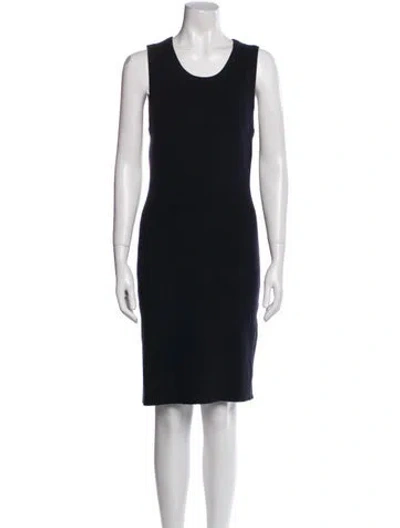 Pre-owned White + Warren Scoop Neck Knee-length Dress In Black