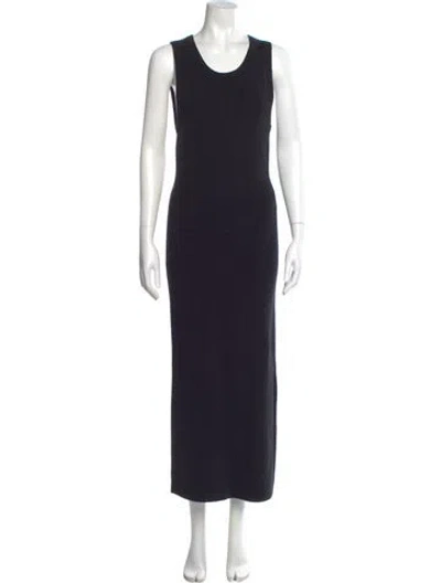 Pre-owned White + Warren Scoop Neck Long Dress In Blue