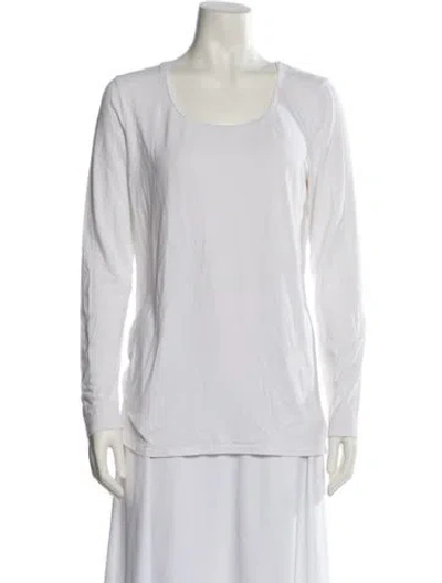 Pre-owned White + Warren Scoop Neck Long Sleeve T-shirt In White