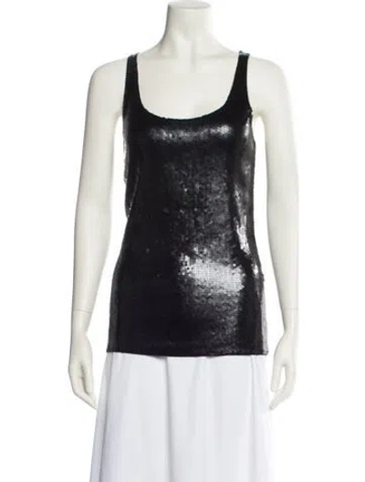 Pre-owned White + Warren Scoop Neck Sleeveless Top In Black