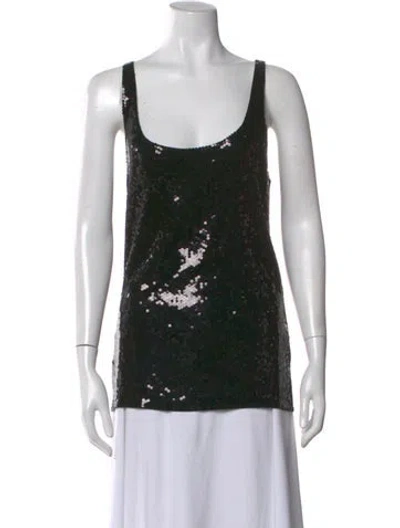 Pre-owned White + Warren Scoop Neck Sleeveless Top In Black