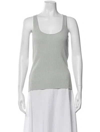 Pre-owned White + Warren Scoop Neck Sleeveless Top In Green