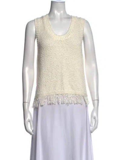 Pre-owned White + Warren Scoop Neck Sleeveless Top In Neutrals