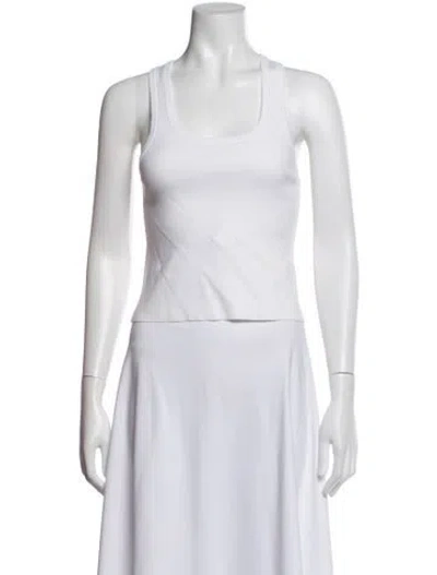 Pre-owned White + Warren Scoop Neck Sleeveless Top In White