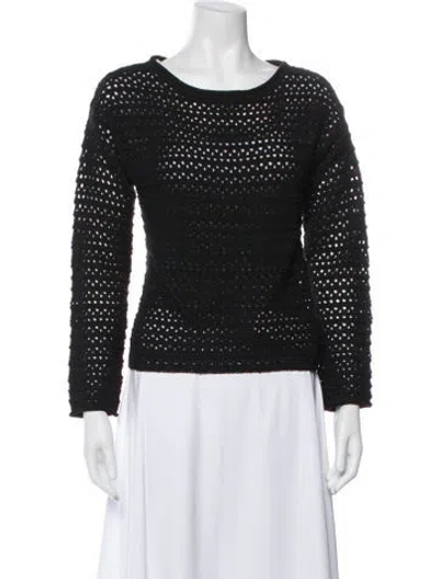 Pre-owned White + Warren Scoop Neck Sweater In Black