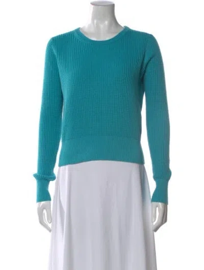 Pre-owned White + Warren Scoop Neck Sweater In Blue