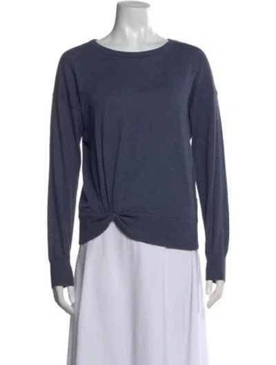 Pre-owned White + Warren Scoop Neck Sweater In Blue