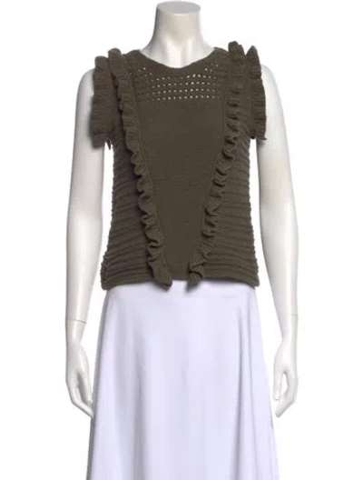 Pre-owned White + Warren Scoop Neck Sweater In Green