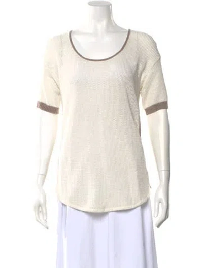 Pre-owned White + Warren Scoop Neck Sweater In Neutral