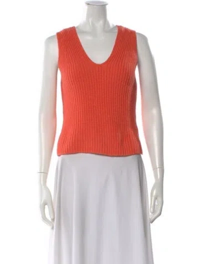 Pre-owned White + Warren Scoop Neck Sweater In Orange