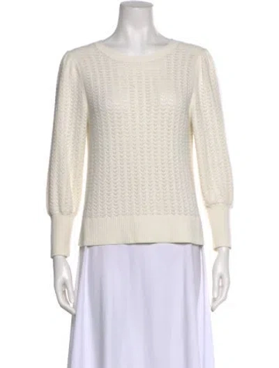 Pre-owned White + Warren Scoop Neck Sweater In White