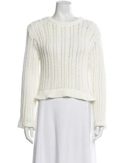 Pre-owned White + Warren Scoop Neck Sweater In White