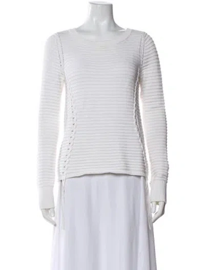 Pre-owned White + Warren Scoop Neck Sweater In White