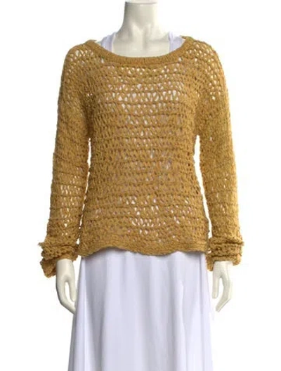 Pre-owned White + Warren Scoop Neck Sweater In Yellow